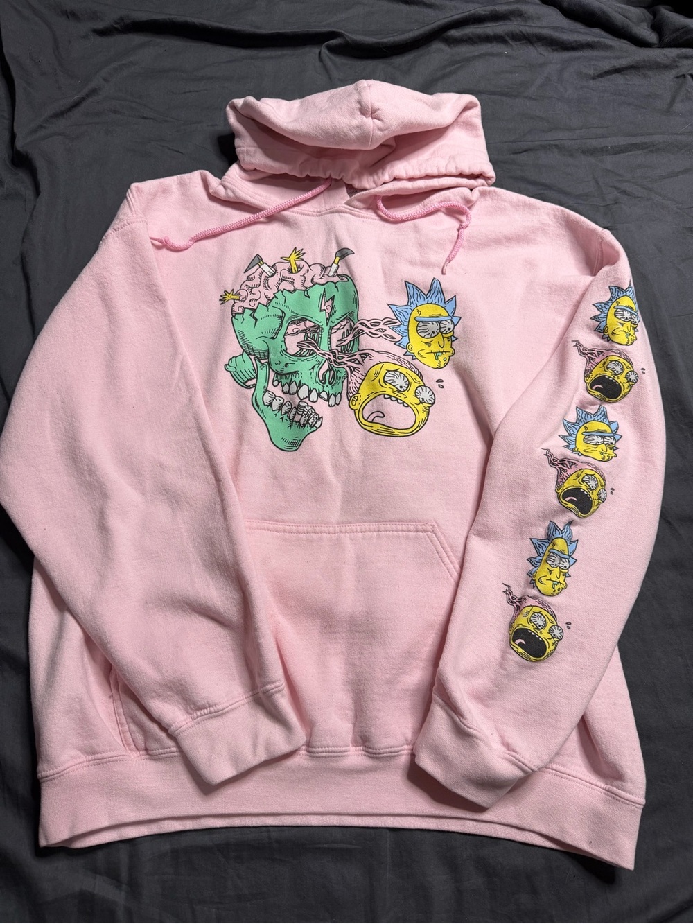 Pink Graphic Hoodie with Rick and Morty